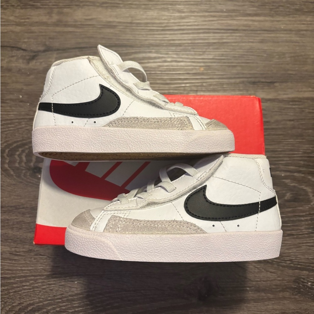 Kids White and Black High-Top Sneakers